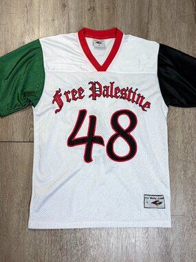 Free Palestine 48 Jersey Mesh Small White Red Green